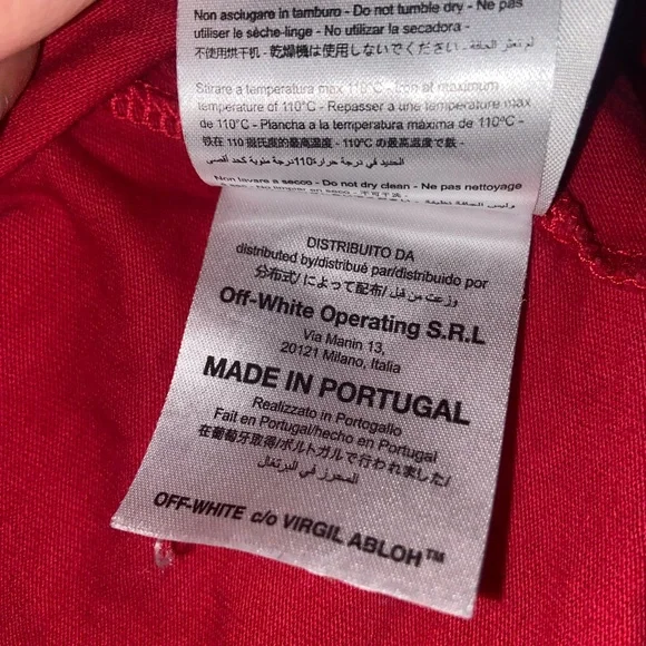 Off white c/o Virgil Abloh Brushed Diagonal Red T Shirt Over sized M AUTHENTIC - Picture 3 of 6